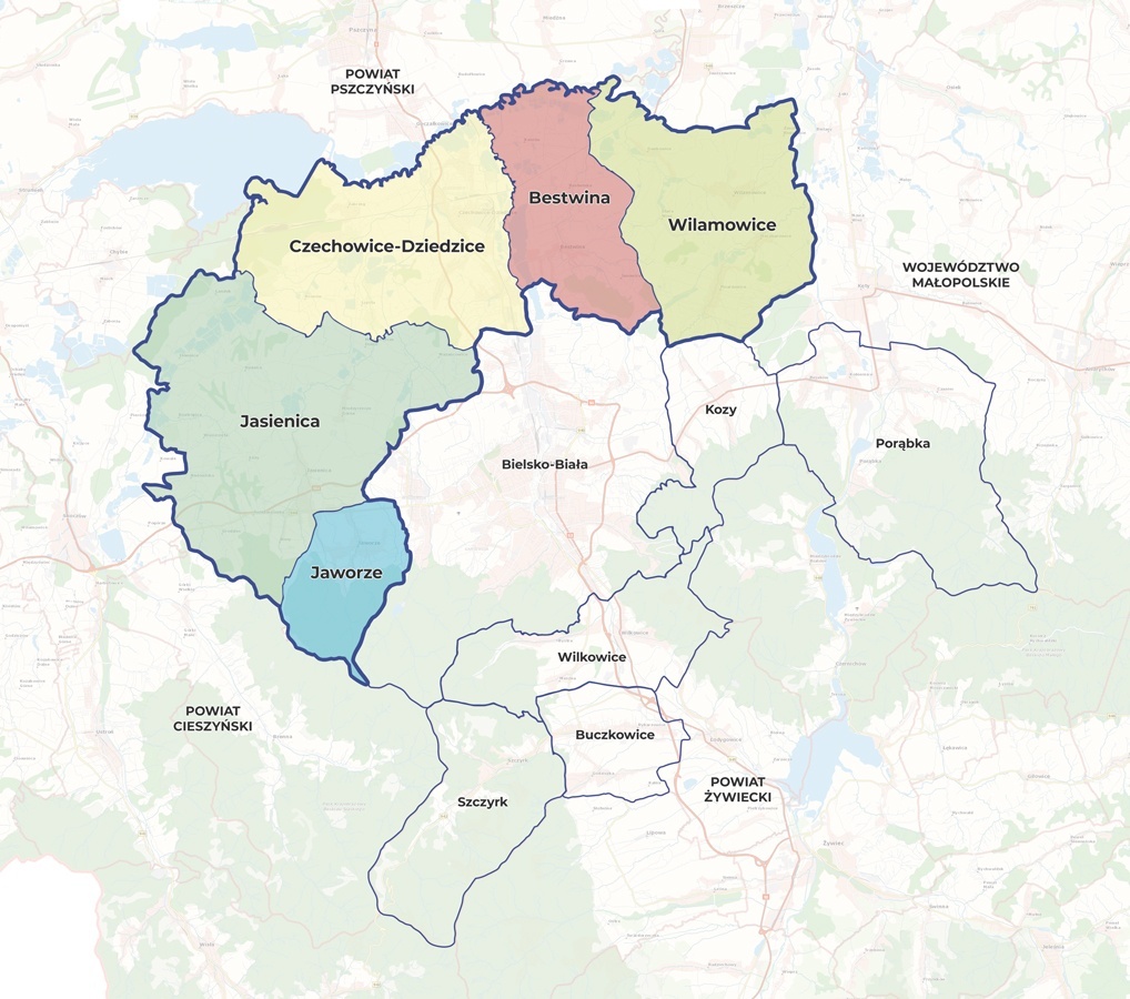 Mapa obszaru LGR Bielskak Kraina 